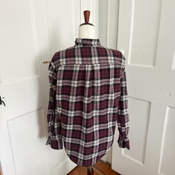 Croft & Barrow Maroon & White Plaid Flannel Men's L - Picture 3 of 7